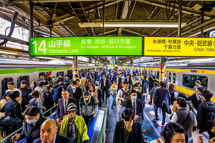 A Busy Tokyo Subway Station