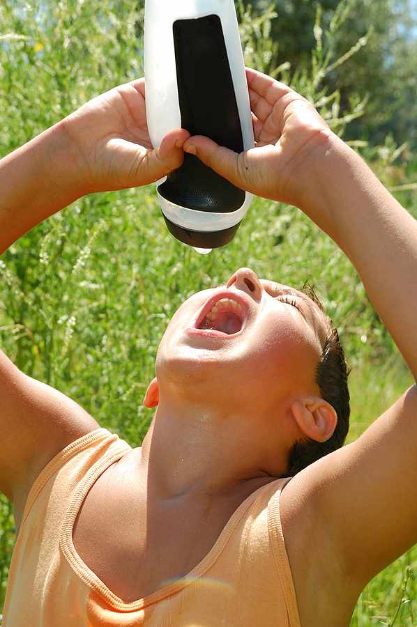Boy drinking water