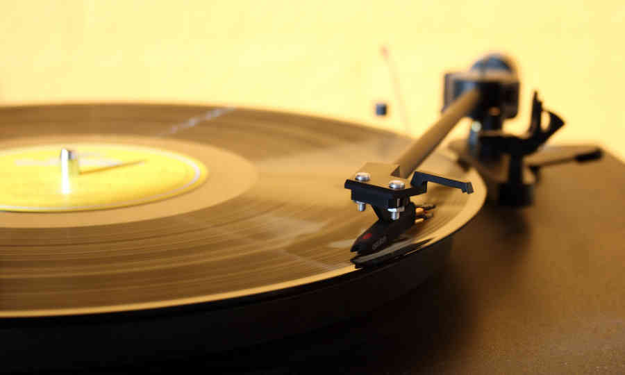 Turntable playing vinyl