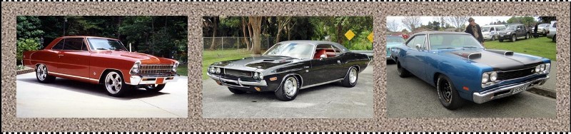 Montage of three muscle cars