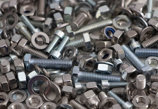 Assortment of bolts, nuts and washers