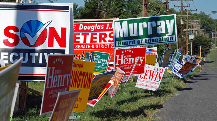 Election campaign signs