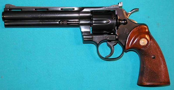 Long barreled Colt revolver