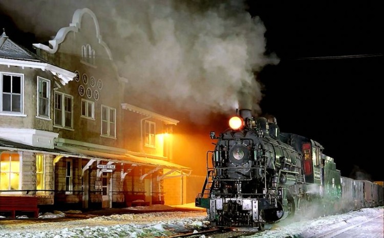 Steam train at station