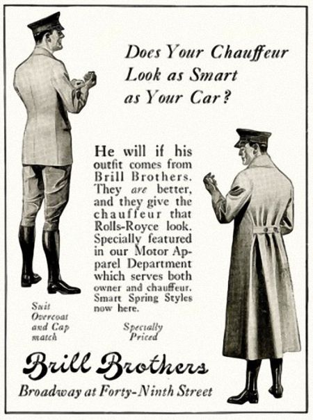 Advertisement for chauffeur uniforms