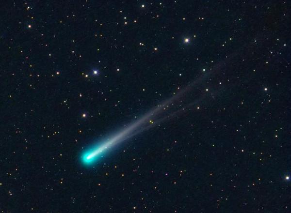 A comet streaking through the sky