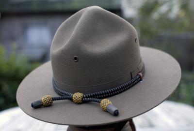 A gray campaign or Montana peak hat