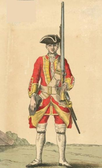 Drawing of an armed foot soldier