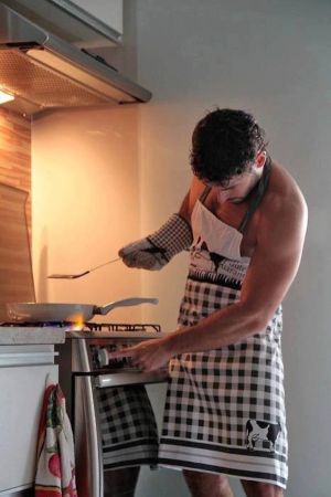 Boris cooking dinner