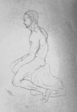 Sketch of a man posing, seated