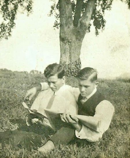 Tom Manning (L) and Michael (R) reading in Napa