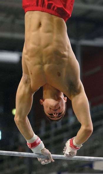 Man performing gymnastics