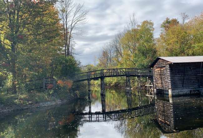 View of a bridge and a shed