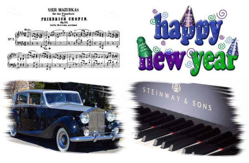 Chopin Mazurka; Happy New Year; Rolls Royce; Steinway piano