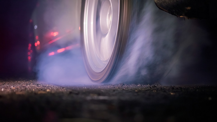 Burning rubber before a race