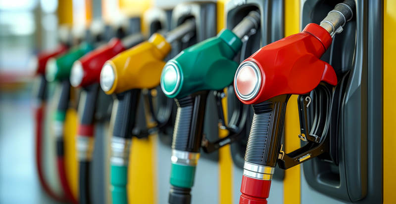 Row of gas pumps