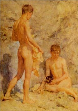 Henry Scott Tuke’s Two boys and a dog