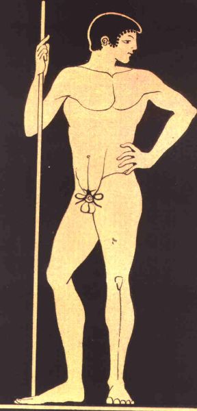 Greek athlete wearing the Kynodesme