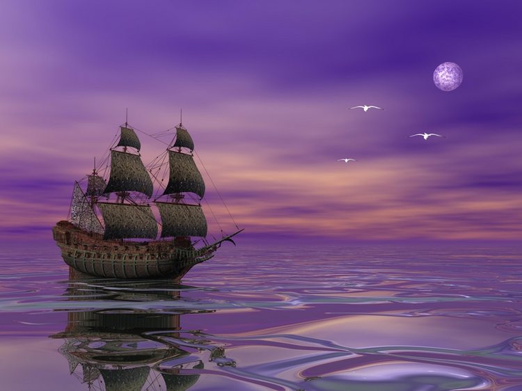 Sailing ship on a glassy sea
